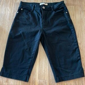 Simon Chang Black Denim Bermuda Shorts